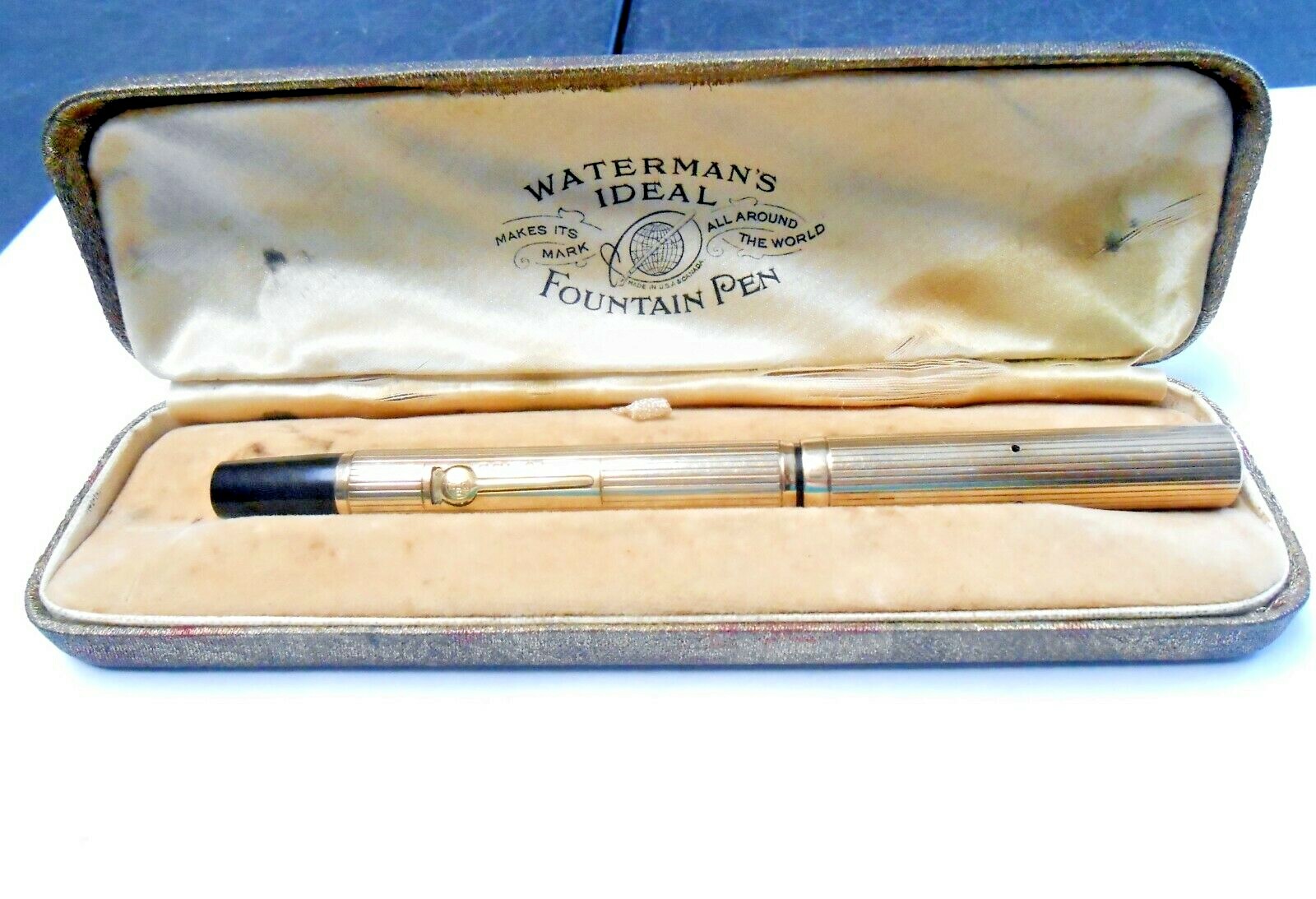  Signed Waterman 9 Ct Yellow Gold  All Original Art Deco Period Fountain Pen.