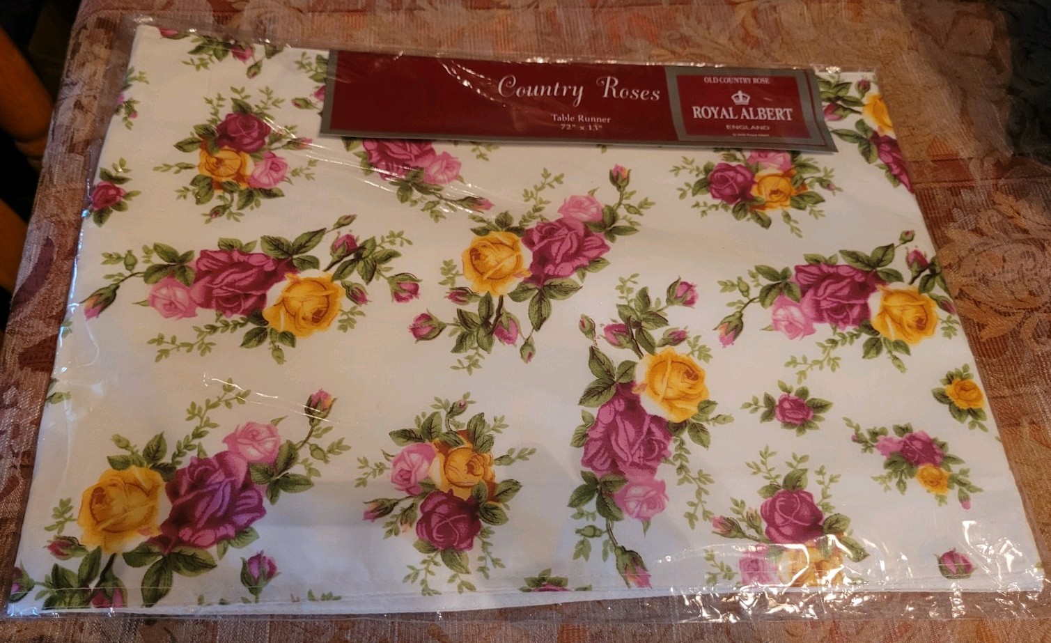Royal Albert OLD COUNTRY ROSES Damask Table Runner 13” x 72” Cotton 