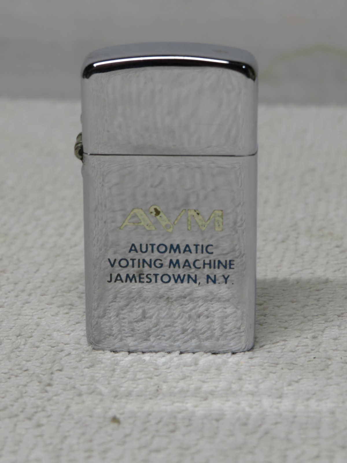 Vintage AVM Automatic Voting Machine Jamestown, NY Slim Park Advertising Lighter
