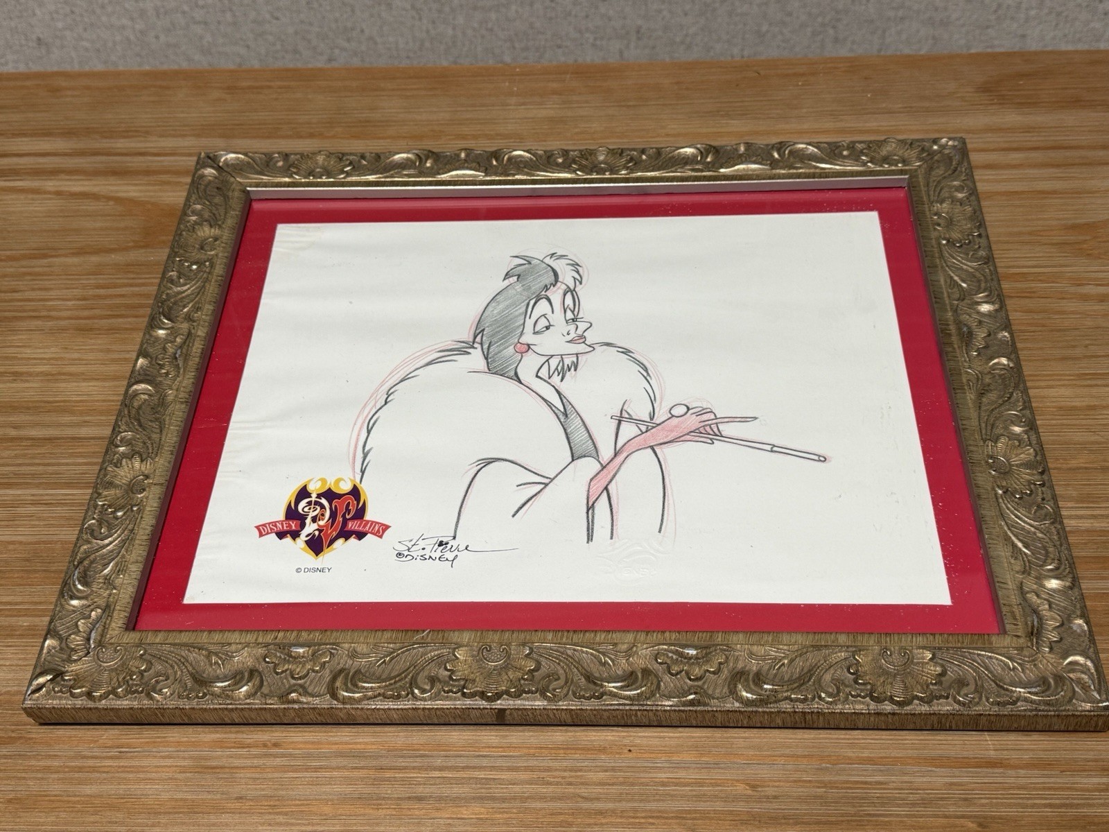 Disney Cruella De Vil Daniel St Pierre Signed Villains Sketch Framed VintageArt
