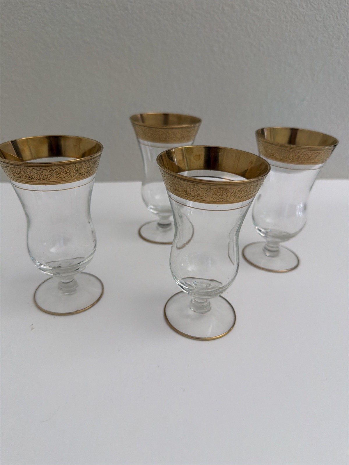 Vintage Tiffin Franciscan Minuet Tumbler Goblet Set Of 4 With Gold Encrusted