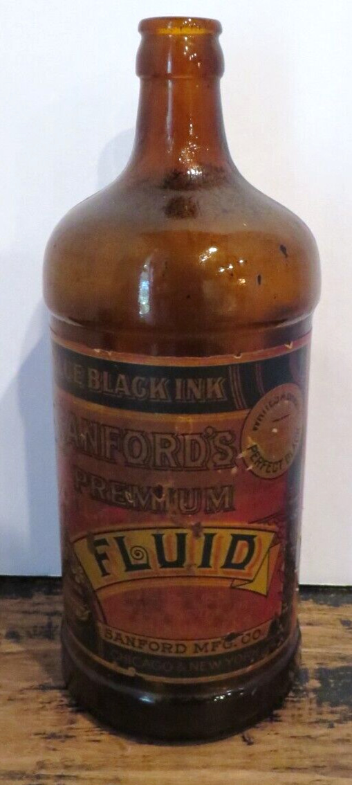 Vintage Sanford’s Premium Writing Fluid Fountain Pen Blue Black Ink Quart Bottle