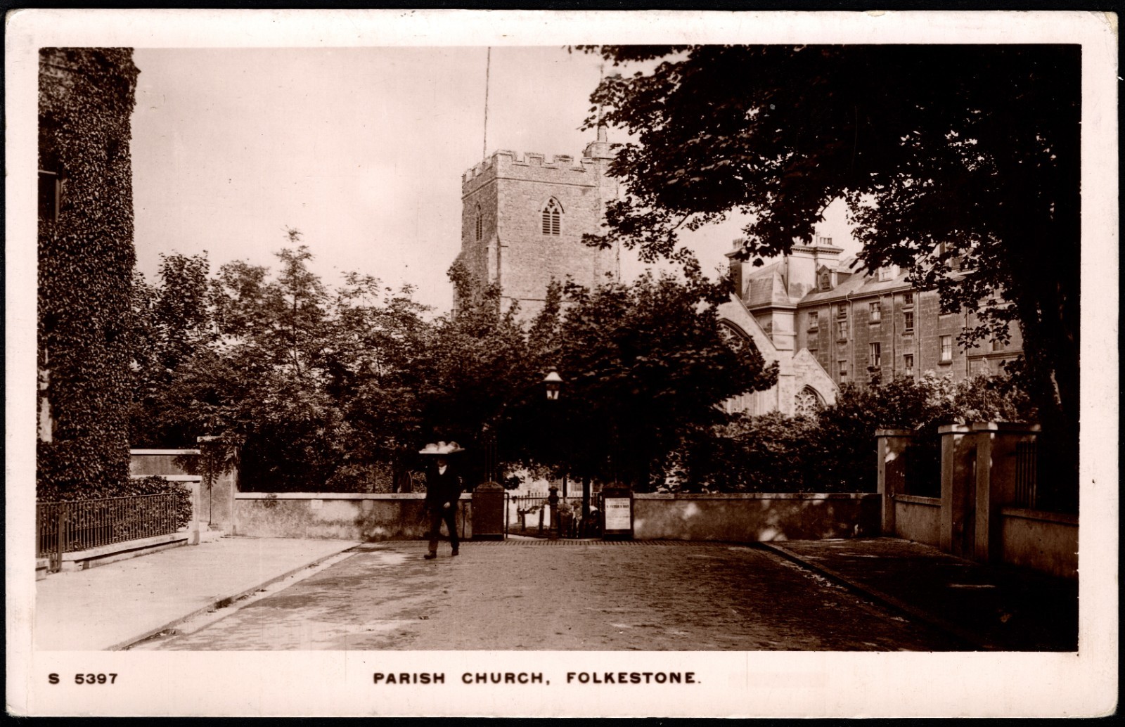 Postcard-Parish Church, 7th‑century origins, Folkestone, Kent, England RPPC Postcard-Parish Church, 7th‑century origins, Folkestone, Kent, England RPPC