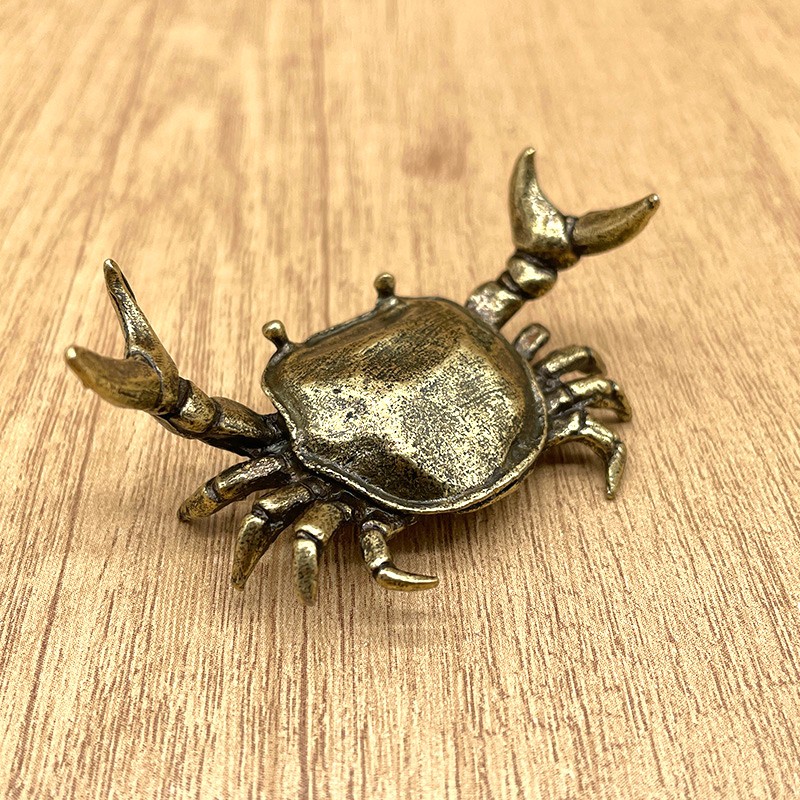 Brass Crab Figurine Vintage Cancer Zodiac Statue Nautical Desk Decor Collectible