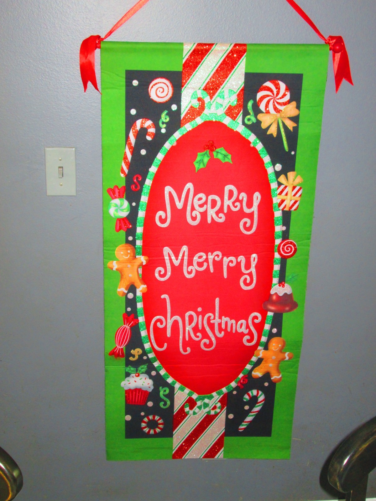 Vintage Felt Wall Hanging Banner Merry Merry Christmas 45\'lx 20\