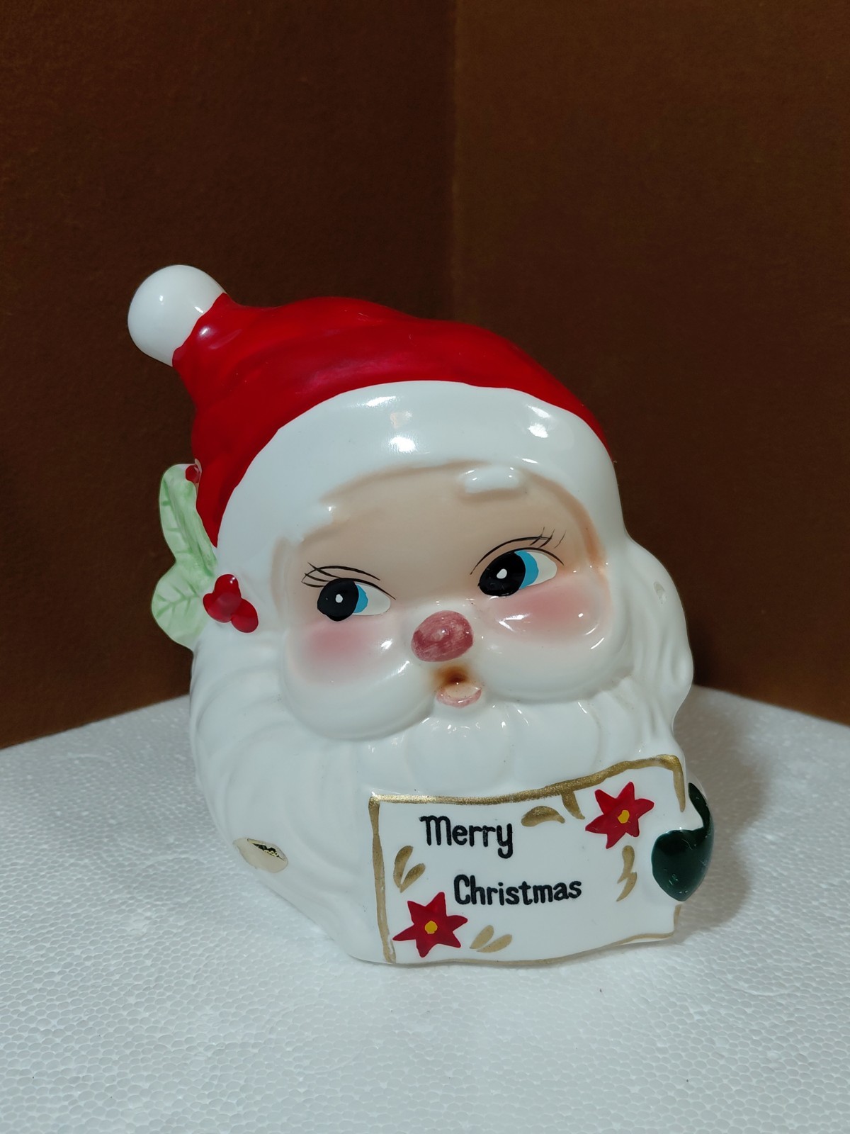 Vintage Santa Claus Ceramic Tabletop Napkin Letter Holder Christmas Retro
