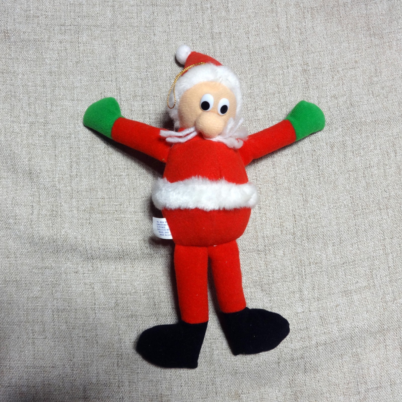Vintage 1980s Dan Brechner Plush Toy Co. Christmas Elf / Santa's Helper stuffed