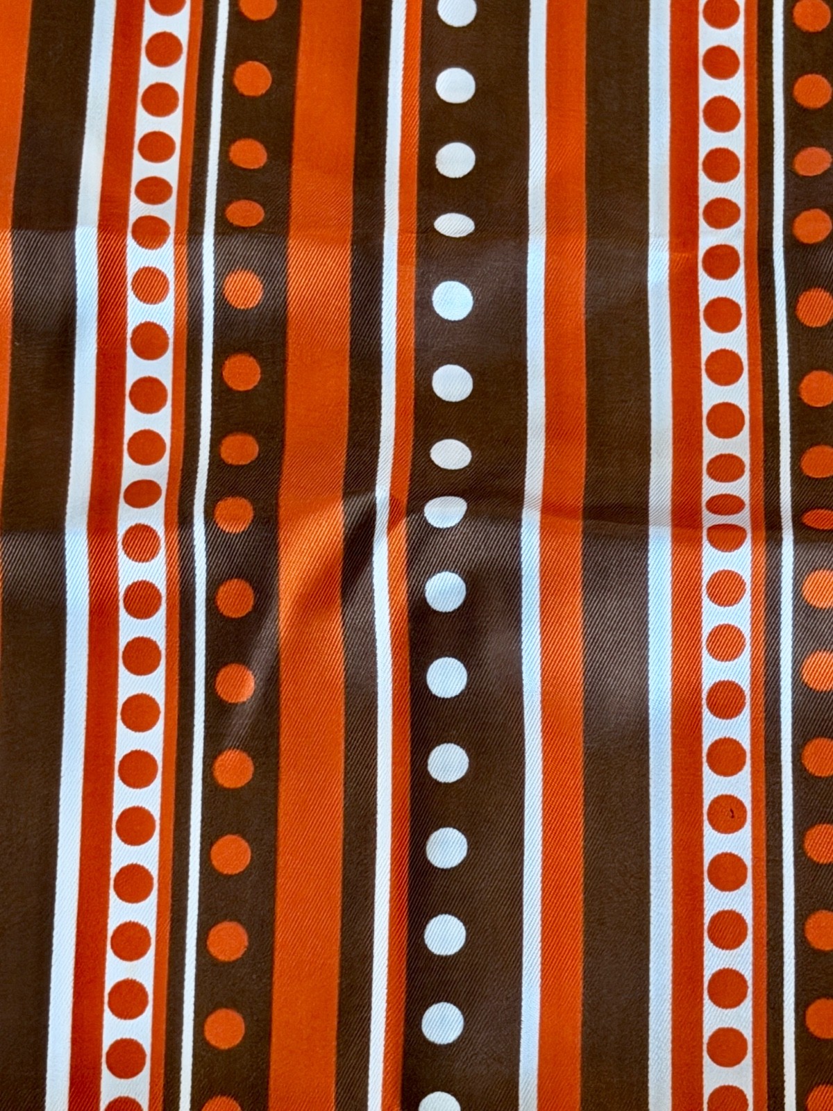 60s Mrs Roper mts The BeeGees Orange Choco Polka Dot Mid Century Vintage Fabric 60s Mrs Roper mts The BeeGees Orange Choco Polka Dot Mid Century Vintage Fabric