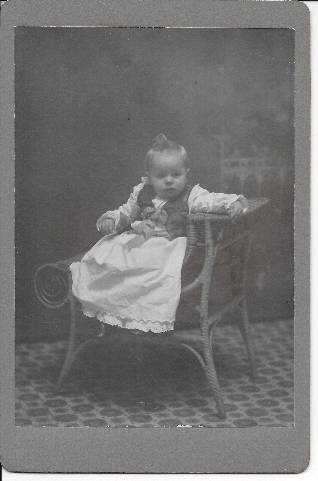 Antique 1880s Cabinet Card Photo Adorable Pretty Baby Eyelet Dress Curl Wicker Antique 1880s Cabinet Card Photo Adorable Pretty Baby Eyelet Dress Curl Wicker