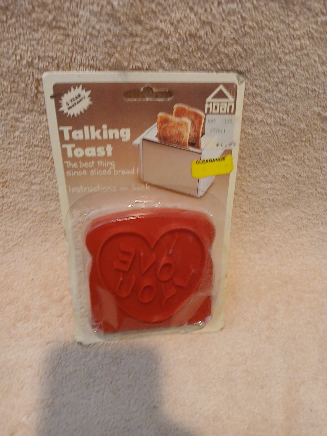VTG 80s VALENTINES HEART Red  HOAN Talking Toast mould LOVE YOU factory sealed 