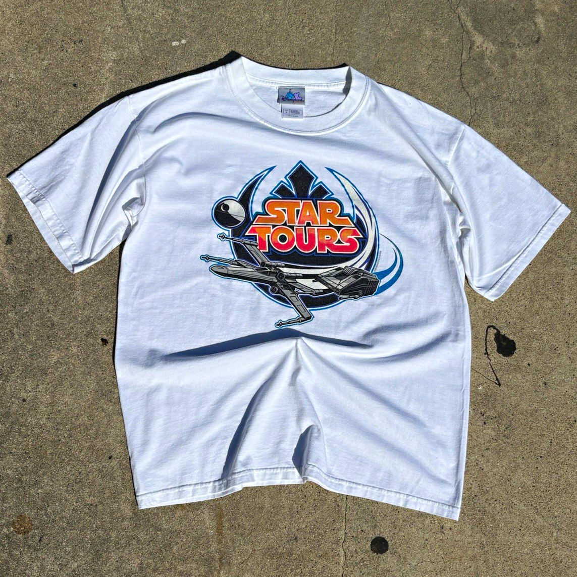 Vintage Disneyland Star Tours Star Wars T Shirt Large White Disney Theme Park