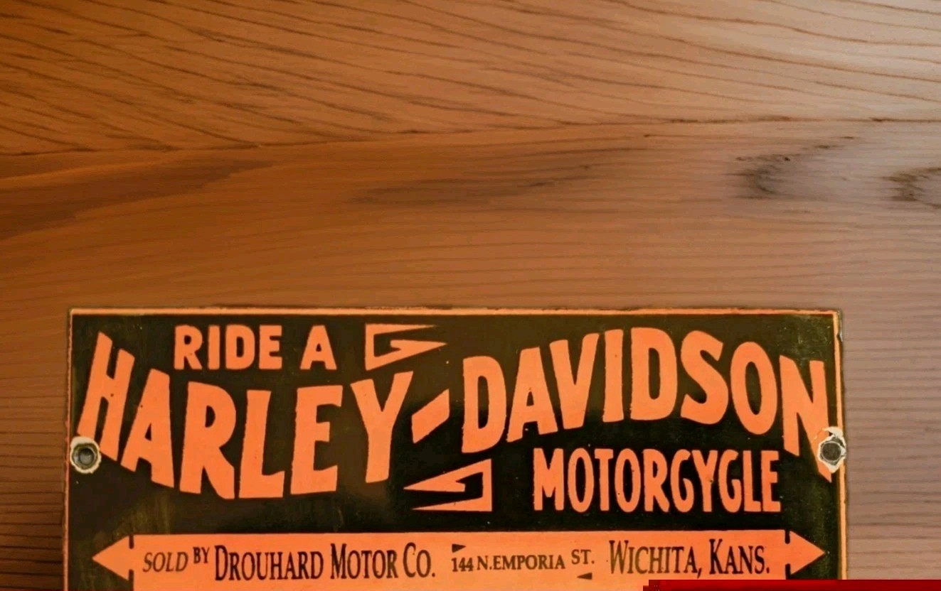 Vintage Harley Davidson Motorcycle Porcelain Sign Wichita Kansas Gas Oil Gas Oil Vintage Harley Davidson Motorcycle Porcelain Sign Wichita Kansas Gas Oil Gas Oil