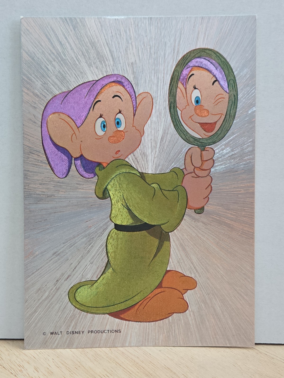 Walt Disney\'s Snow White Dopey Dufex Silver Foil Postcard England
