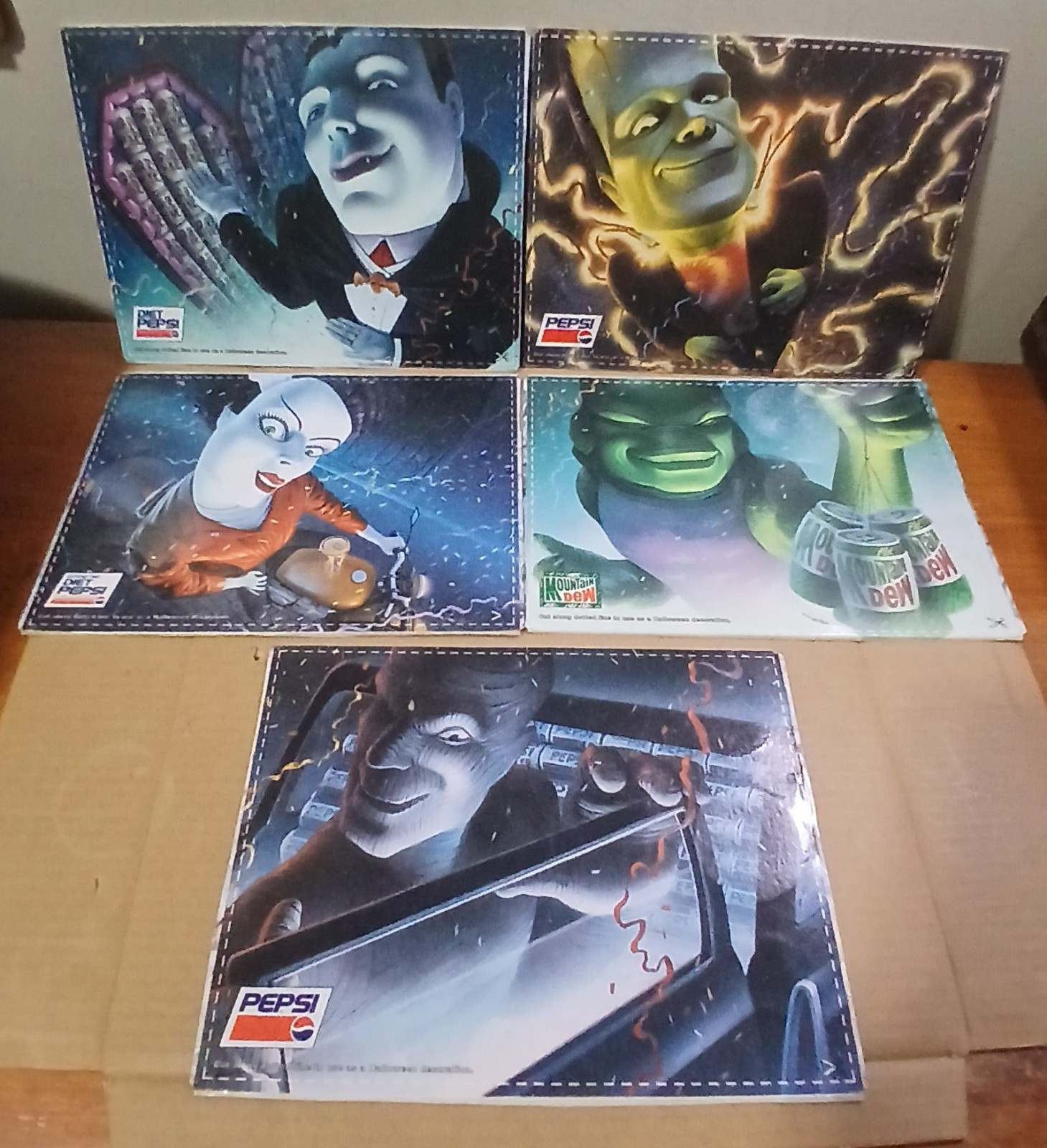 Universal Monster LOT of 5 Pepsi Pack Cut Out Frankenstein Bride Creature Universal Monster LOT of 5 Pepsi Pack Cut Out Frankenstein Bride Creature