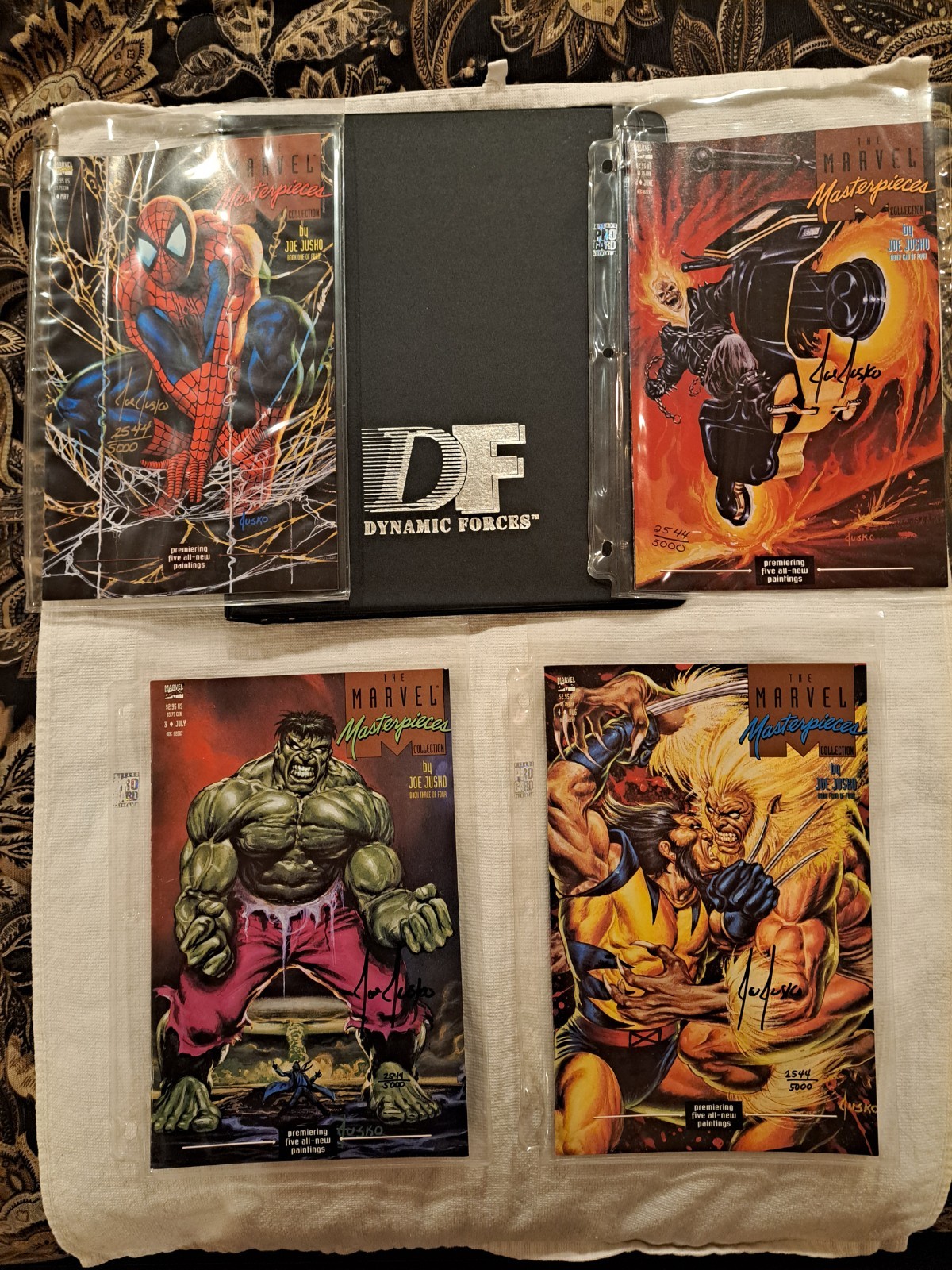 Dynamic Forces 1992 Marvel Masterpieces 4 Comic Set Autographed By Joe Jusko COA Dynamic Forces 1992 Marvel Masterpieces 4 Comic Set Autographed By Joe Jusko COA