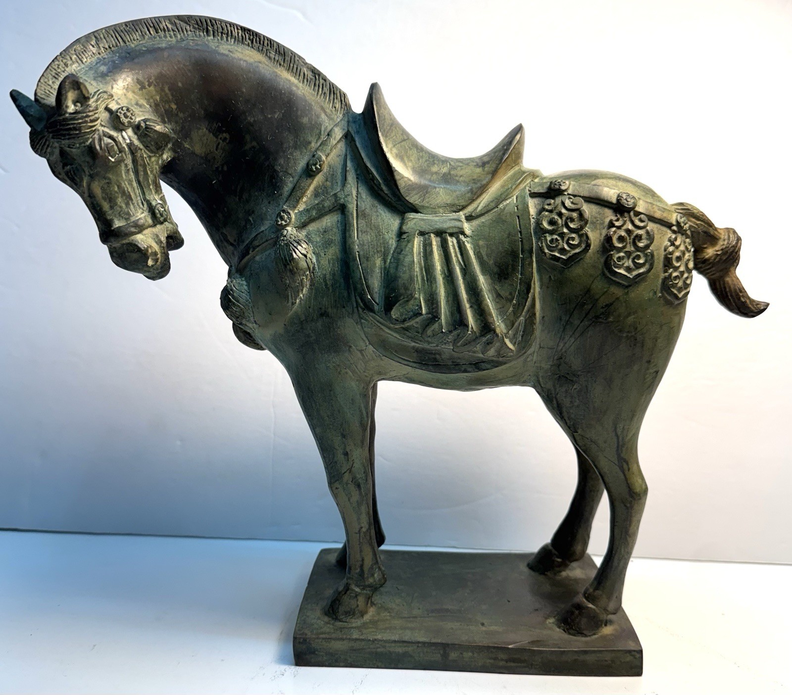 Vintage Heavy Bronze/ Or Brass Saddles Horse Stature Figurine Home Decor