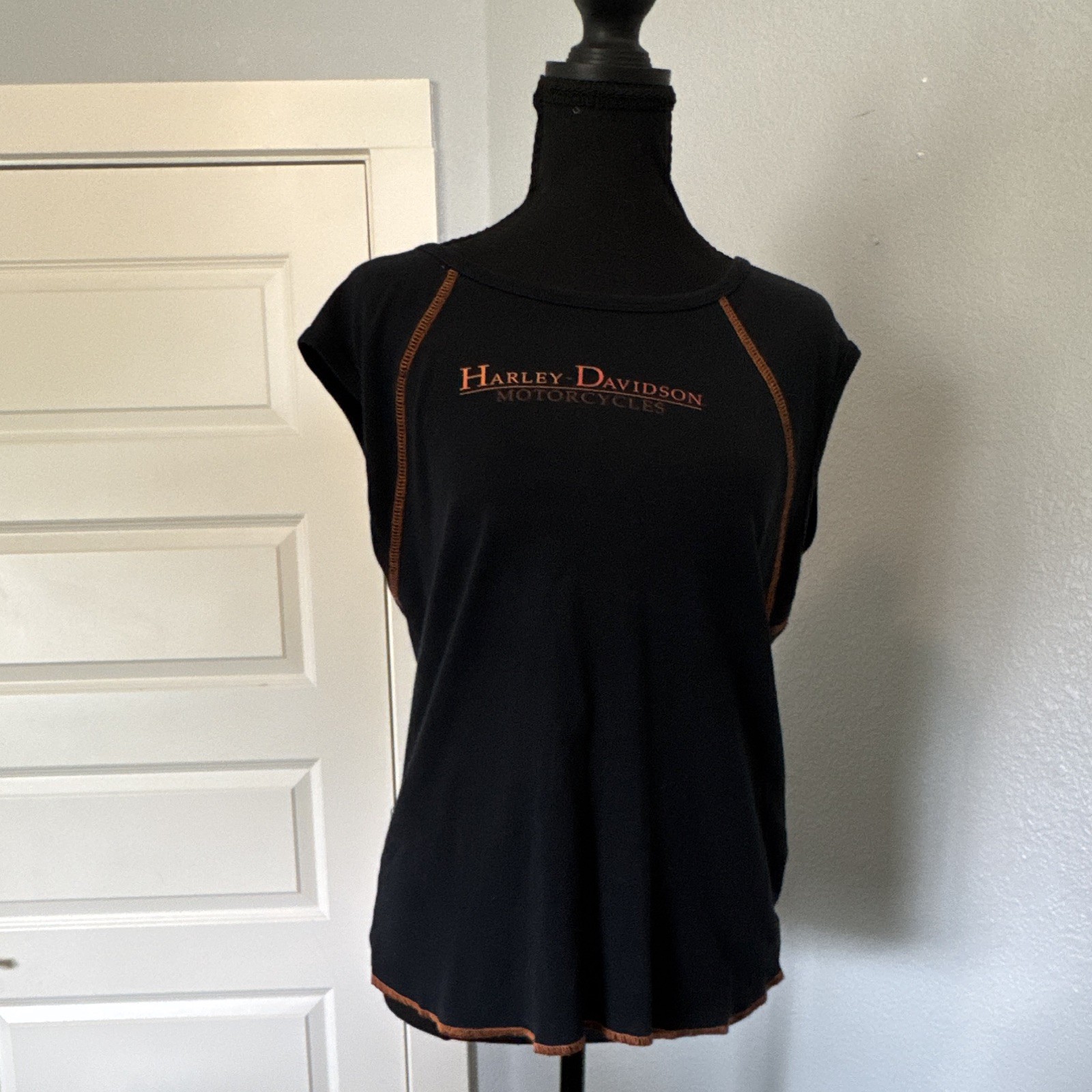 Harley-Davidson Women\'s Black Cap Sleeve Sleeveless Shirt Top Size XL