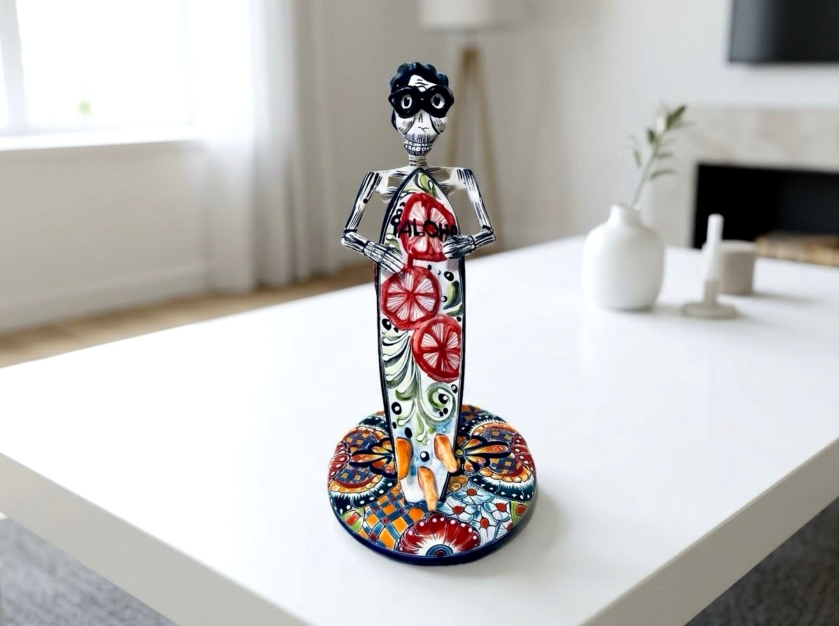 Mexican Talavera Catrin Catrina Surfer Man Day of the Dead