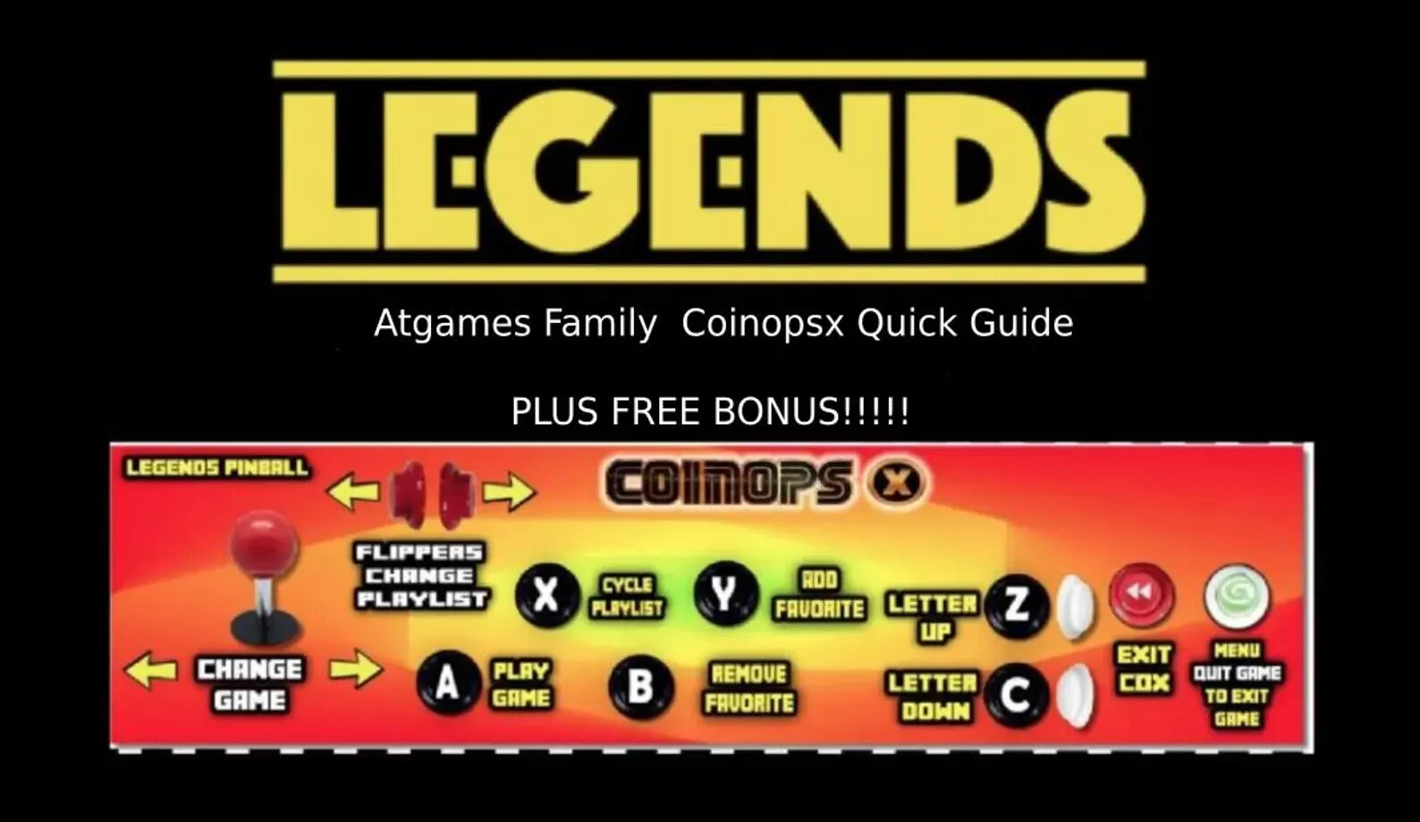 AtGames Legends Coinopsx Quick Guide + FREE 1800 ARCADE CLASSICS GAME PACK AtGames Legends Coinopsx Quick Guide + FREE 1800 ARCADE CLASSICS GAME PACK