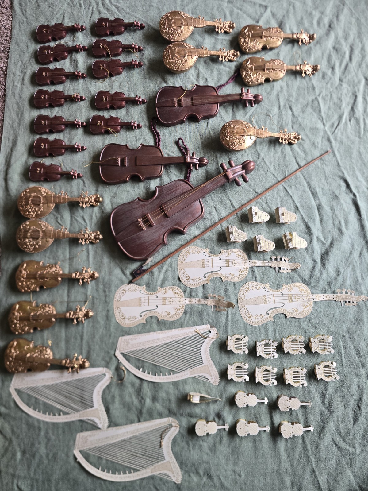 Vintage 1970s Lot 51 Musical Instrument Christmas Ornaments Light Covers Violin