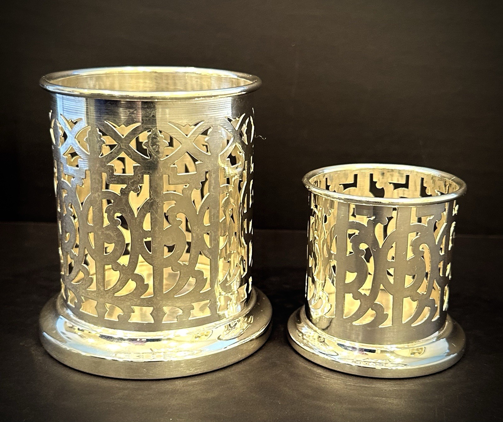 F B Rogers Silver Co 1883 Silverplate Reticulated Edwardian Votives Cup Holders