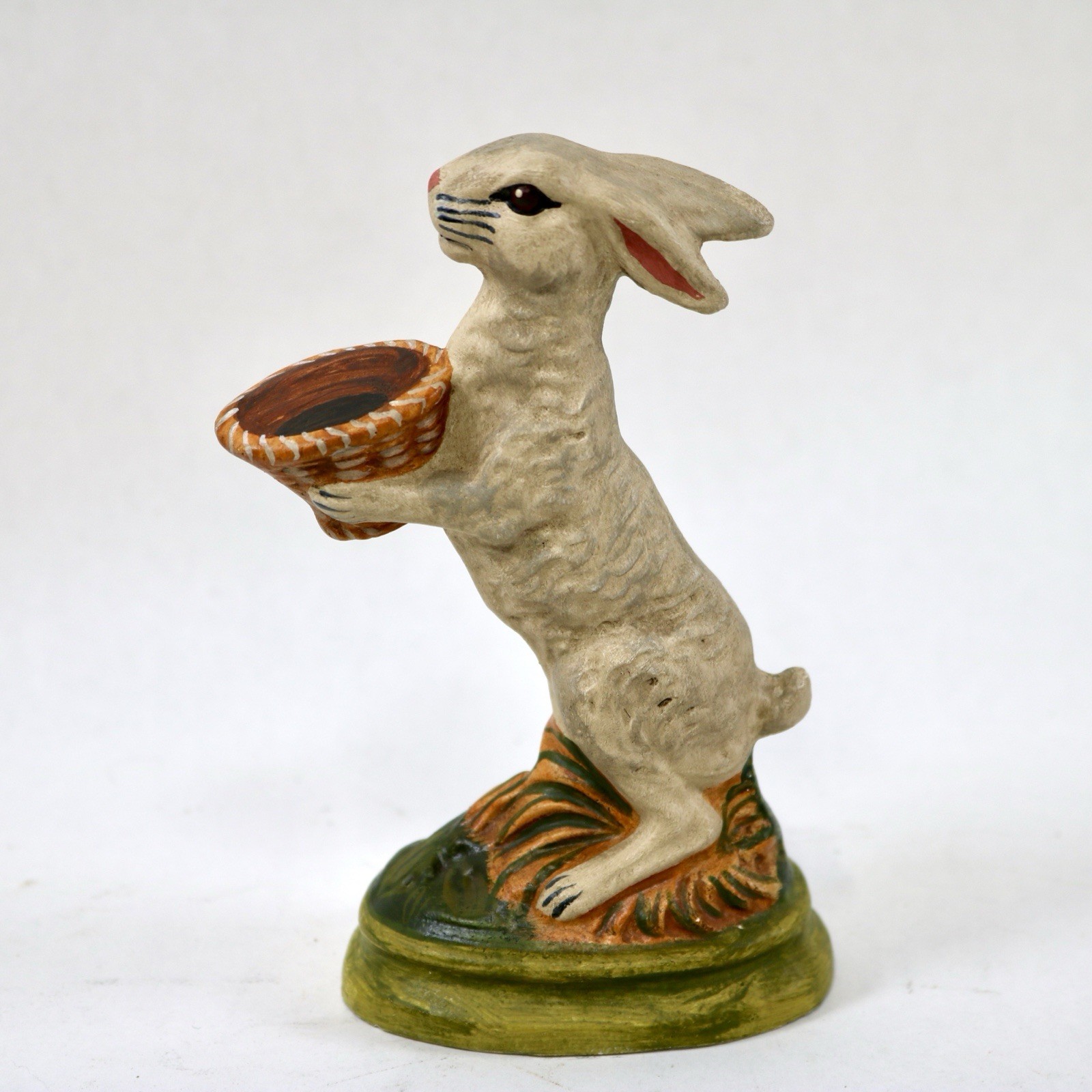 Vintage Vaillancourt Sculptural Folk Art Chalkware Hand Painted Standing Rabbit 