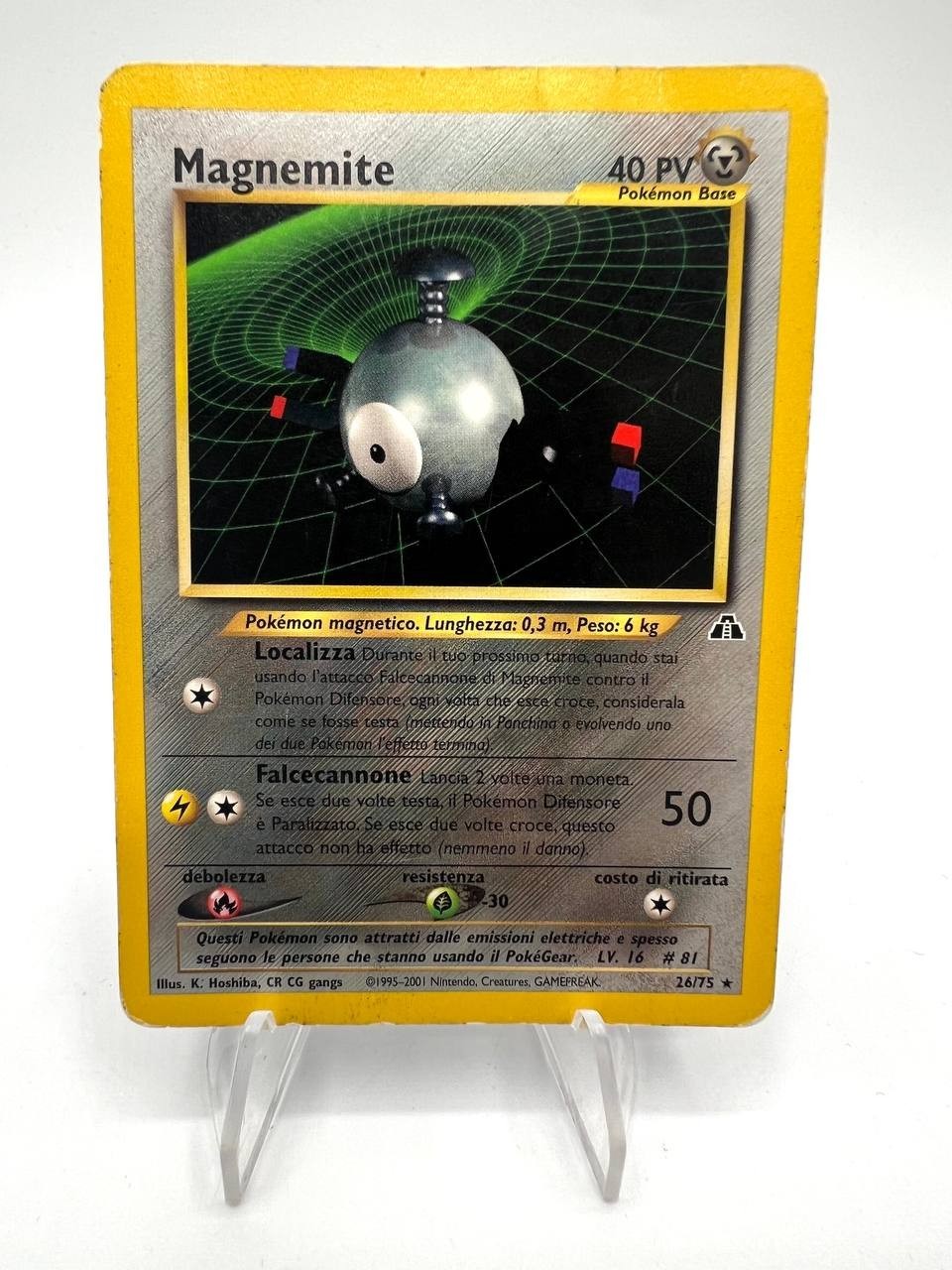 Pokemon Card Magnemite 26/75 Set Neo Discovery Italian Vintage No Holo Poor Pokemon Card Magnemite 26/75 Set Neo Discovery Italian Vintage No Holo Poor