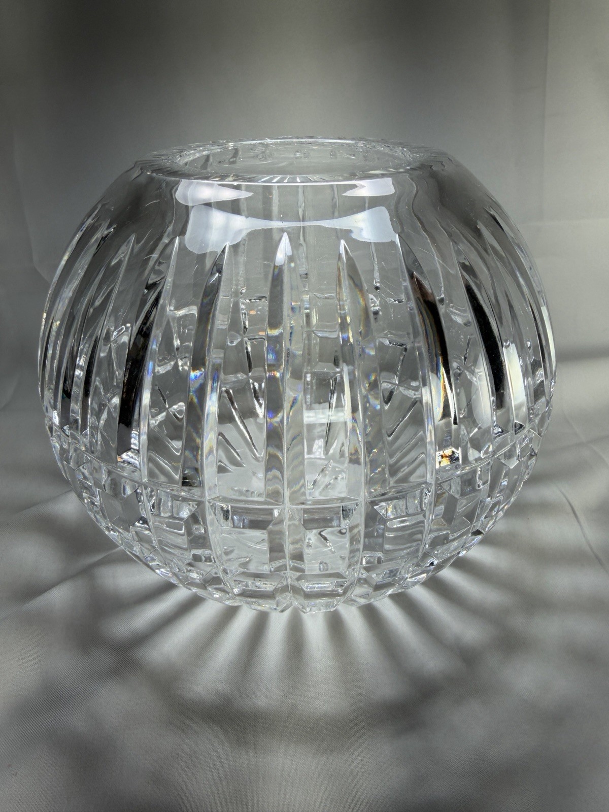 Ceskci Bohemian Lead Crystal Hand Cut Bowl Vase Centerpiece Candleholder 6” Ceskci Bohemian Lead Crystal Hand Cut Bowl Vase Centerpiece Candleholder 6”