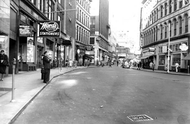 View of Franklin Street in Boston is pictured on Nov 9 1953 Old Photo View of Franklin Street in Boston is pictured on Nov 9 1953 Old Photo