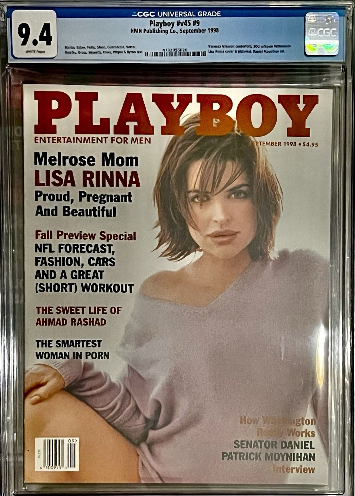 PLAYBOY MAGAZINE SEPTEMBER 1998 v45 #9 LISA RINNA 9.4 CGC TOP POP MELROSE Place PLAYBOY MAGAZINE SEPTEMBER 1998 v45 #9 LISA RINNA 9.4 CGC TOP POP MELROSE Place