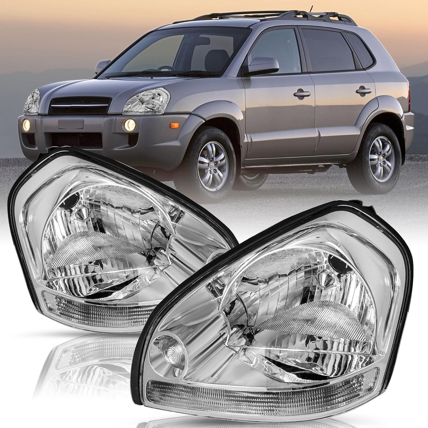 Headlight Fits for 2005 2006 2007 2008 2009 Hyundai Tucson | Left Driver and Rig Headlight Fits for 2005 2006 2007 2008 2009 Hyundai Tucson | Left Driver and Rig
