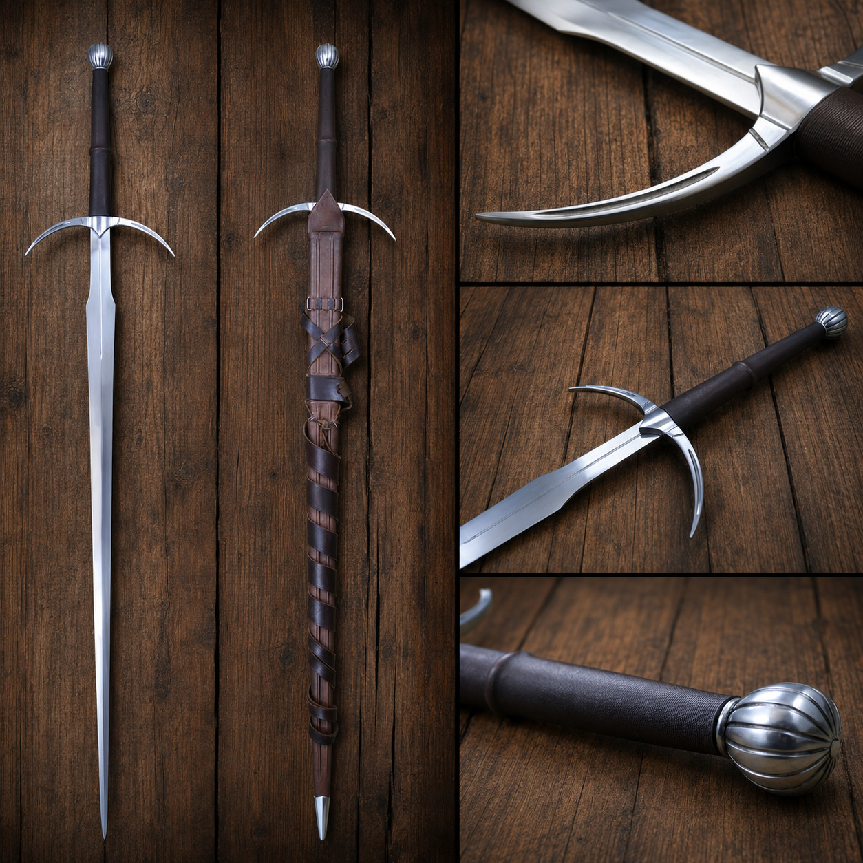 Handmade Two Handed Longsword Medieval Zweihander Fantasy Sword Leather Scabbard Handmade Two Handed Longsword Medieval Zweihander Fantasy Sword Leather Scabbard
