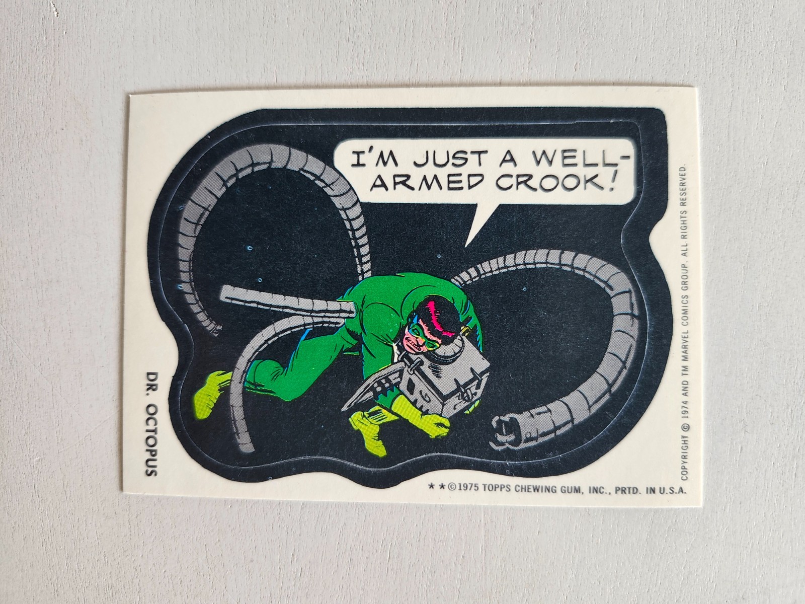 Dr Octopus Vintage 1975 Topps Marvel Super Heroes Well Armed Crook Sticker **