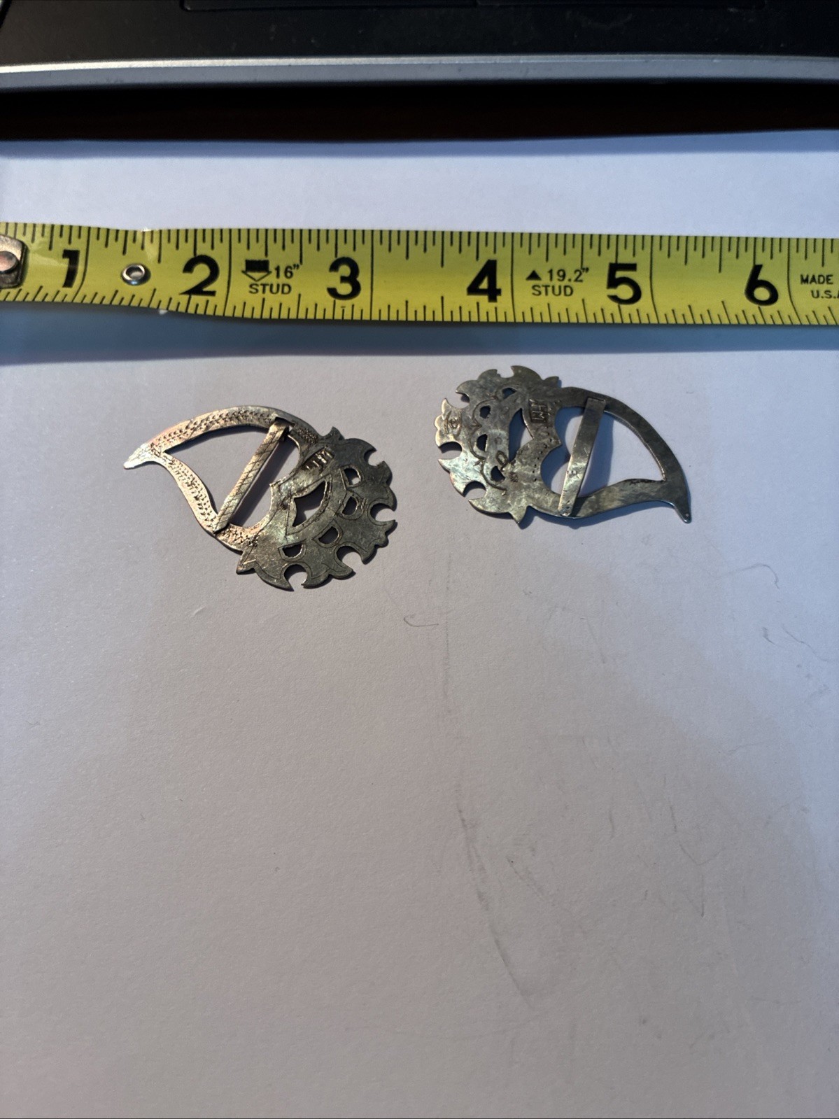 Trade Silver Weeping Heart Brooches Stamped Set Pair