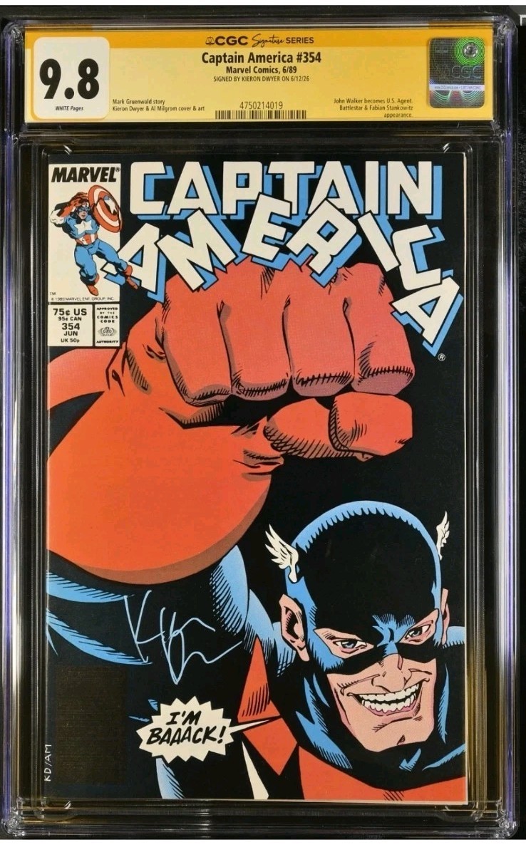 Captain America # 354 CGC 9.8 SS - Signature by WYATT RUSSELL - 1st US Agent Captain America # 354 CGC 9.8 SS - Signature by WYATT RUSSELL - 1st US Agent