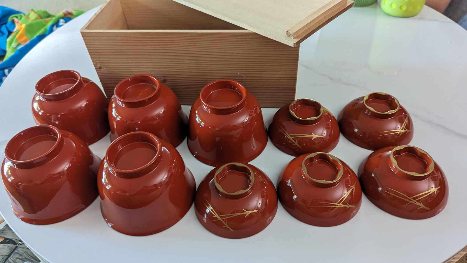 Wajima Nuri Lacquerware Wooden Bowl & Lid Set Hand Painted w/ Box from 1980s Wajima Nuri Lacquerware Wooden Bowl & Lid Set Hand Painted w/ Box from 1980s