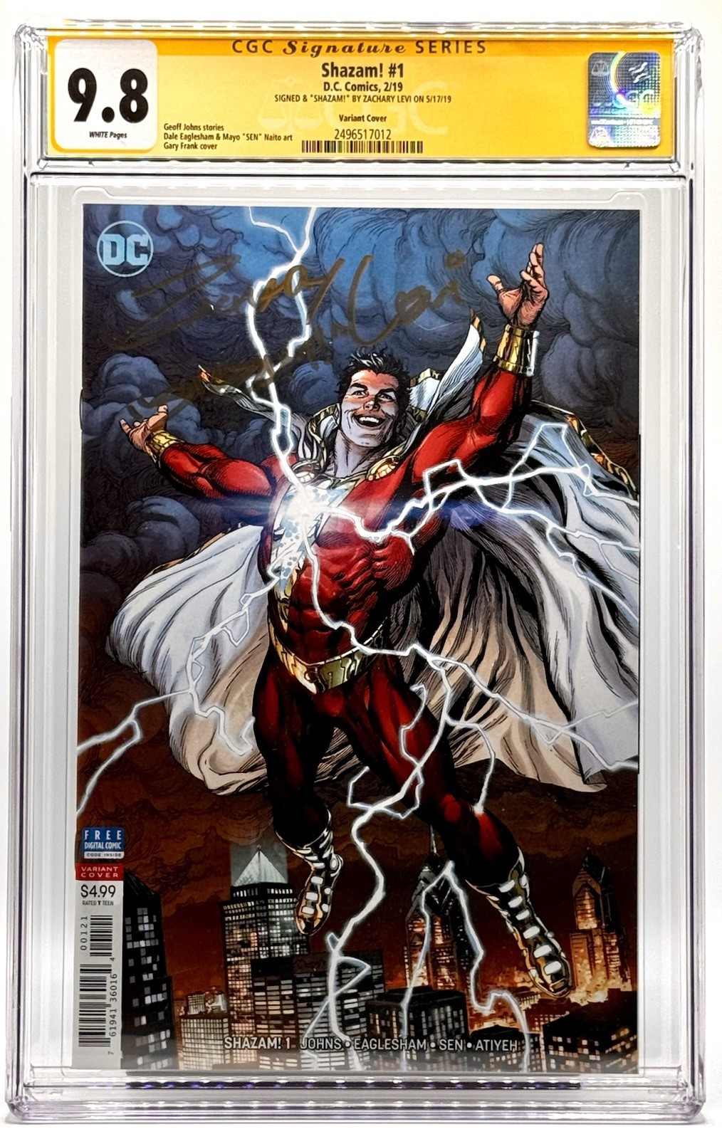 SHAZAM #1 Authentic Hand Signed Actor Zachary “Shazam” Levi CGC SS 9.8 SHAZAM #1 Authentic Hand Signed Actor Zachary “Shazam” Levi CGC SS 9.8