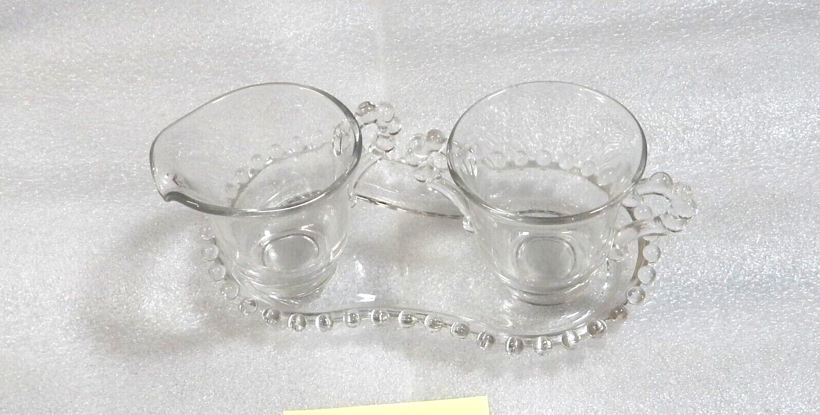 Vintage  Candlewick Creamer  Sugar Bowl Tray Set Imperial  Glass C