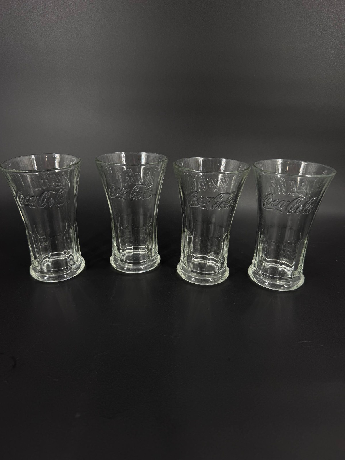 Set of 4 Vintage Libbey Coca-Cola Heavy Fluted Soda Glasses 12 oz 6 1/4\