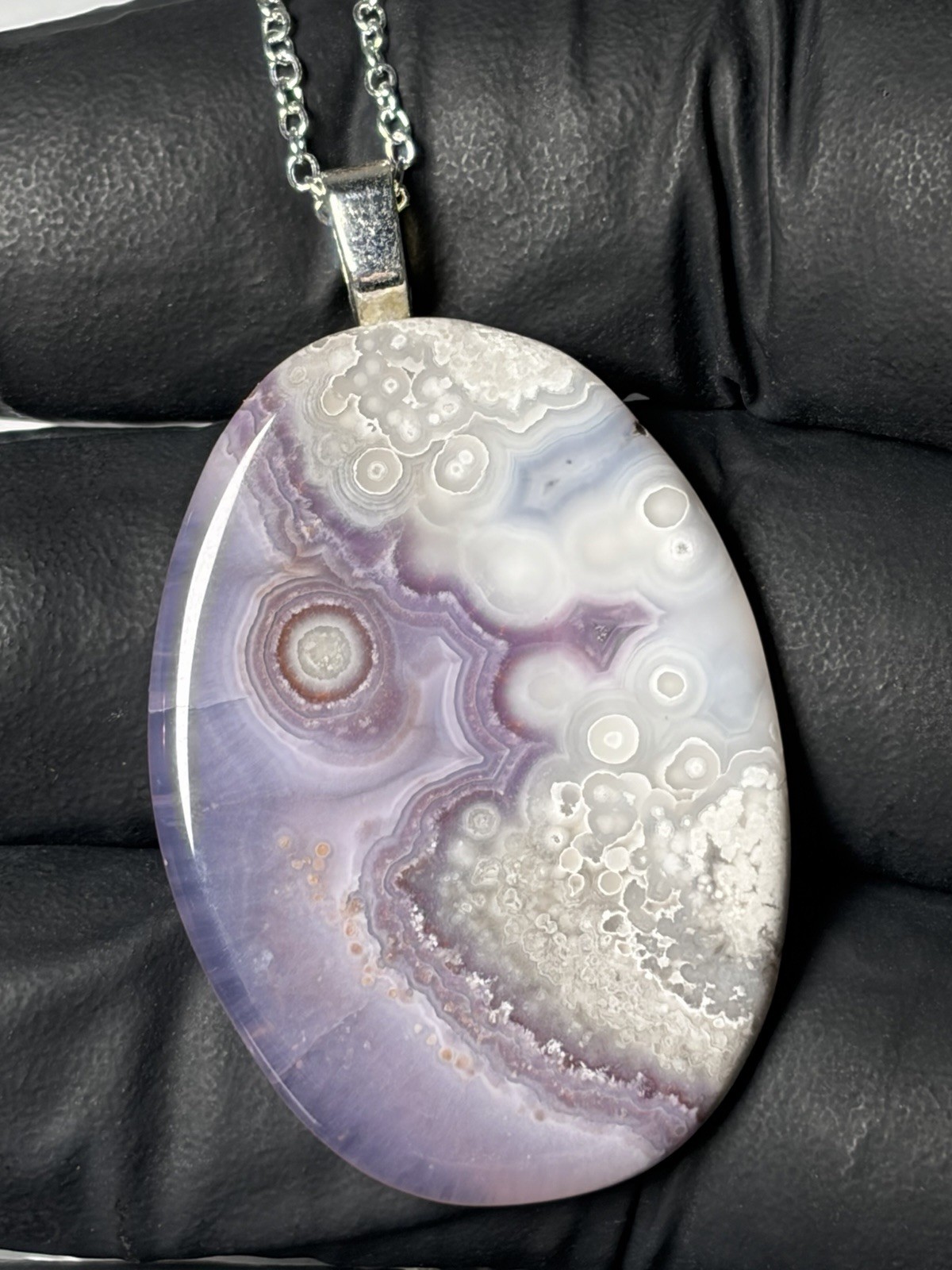 Stunning Luna Agate Pendant Handmade Jewelry Old Stock Orbs Necklace