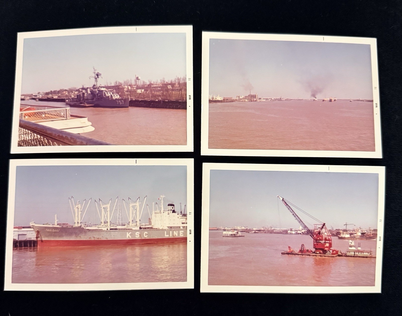 Vintage, 1972 New Orleans Harbor Photos USS Putnam DD-757 & KSC Line Cargo Ship Vintage, 1972 New Orleans Harbor Photos USS Putnam DD-757 & KSC Line Cargo Ship