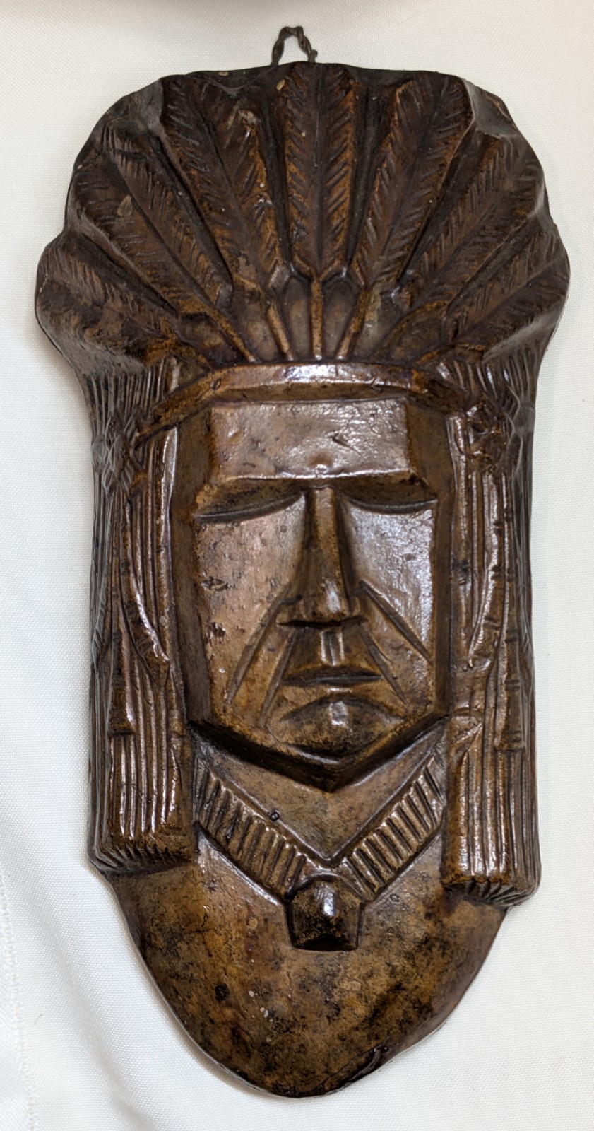 Vintage Mid Century Native American Indian Chief Wall Pocket 8\
