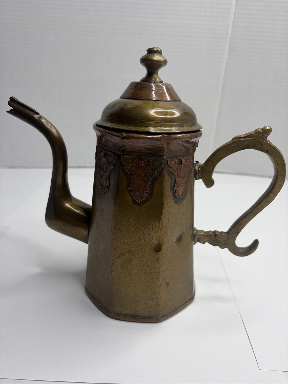 VINTAGE HANDMADE MOROCCAN COPPER & BRASS TEAPOT KETTLE VINTAGE HANDMADE MOROCCAN COPPER & BRASS TEAPOT KETTLE