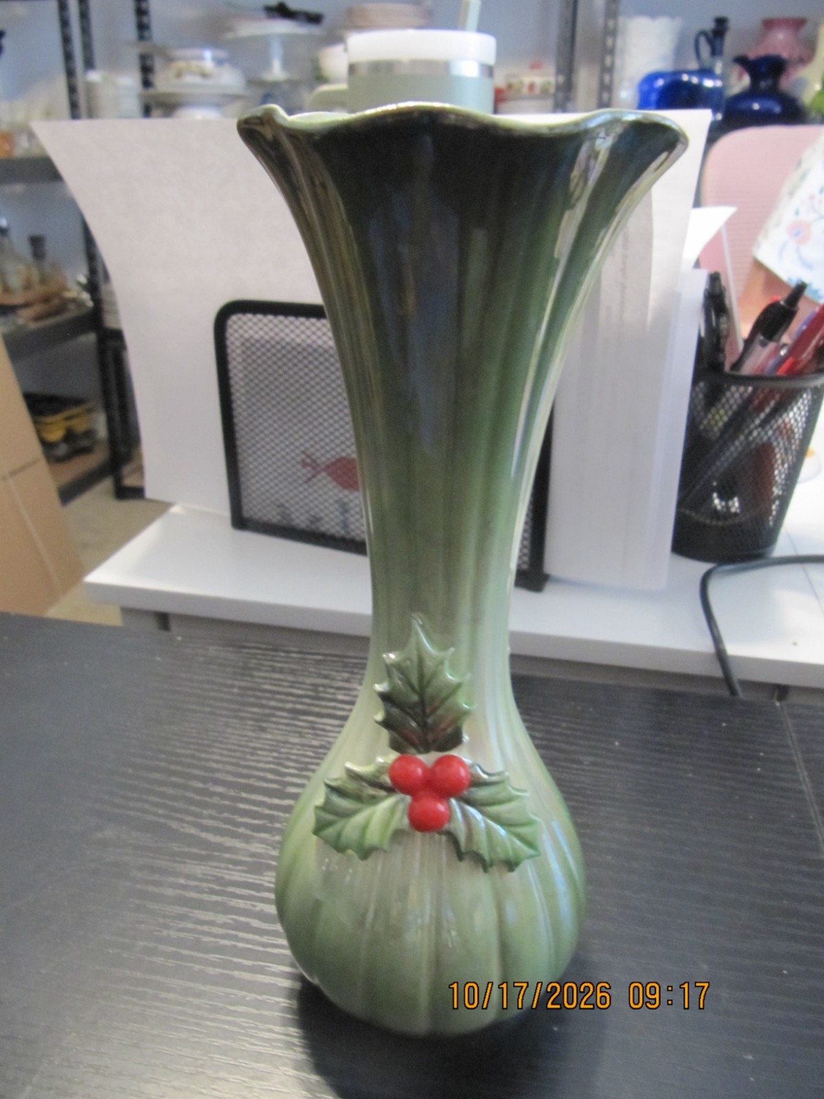 Vintage Norcrest Christmas Vase 7.75