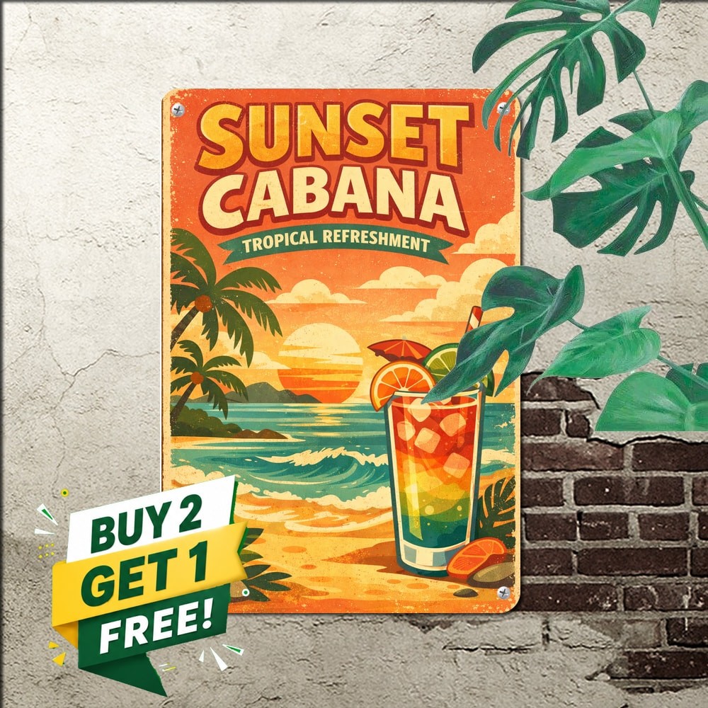 Oh Cabana Boy Vintage Beach Tin Sign Retro Tropical Island Pool Bar Decor Plaque