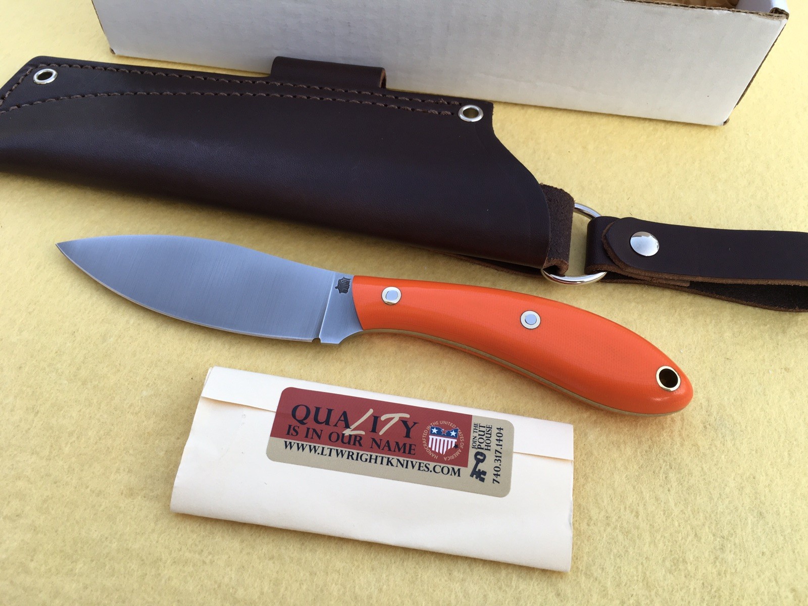 L T WRIGHT LARGE NORTHERN HUNTER AEB-L STEEL BLADE ORANGE G-10 HANDLE USA L T WRIGHT LARGE NORTHERN HUNTER AEB-L STEEL BLADE ORANGE G-10 HANDLE USA