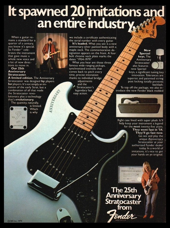 1979 Fender Stratocaster guitar 25th Anniversary-Original Vintage print ad 1979 Fender Stratocaster guitar 25th Anniversary-Original Vintage print ad