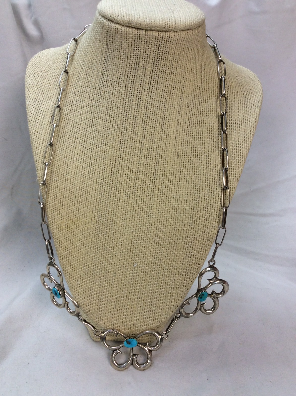 Beautiful Vtg Native American sterling 925 Turquoise Necklace