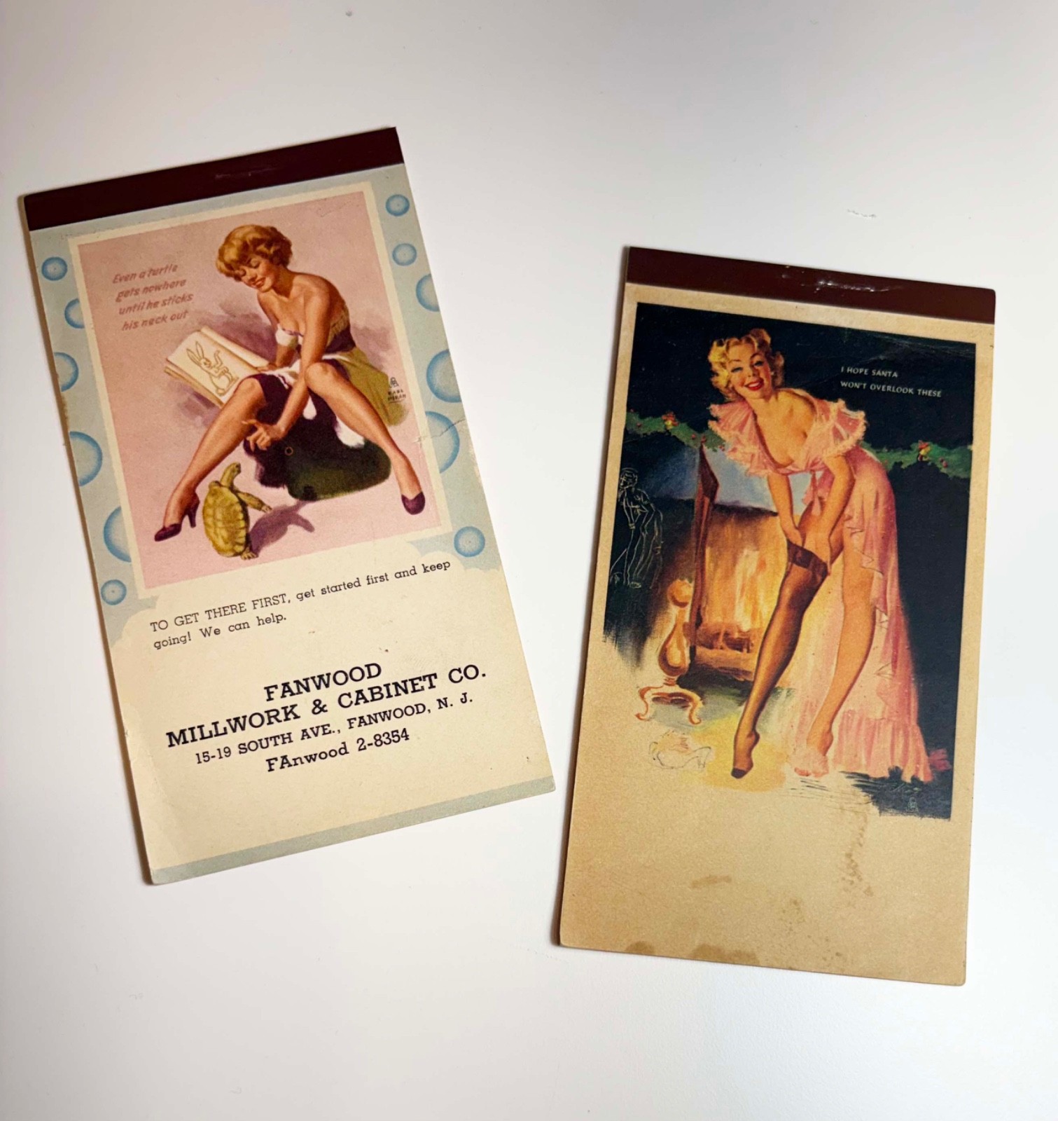 2 Vintage 1950s Pinup Girl Notebooks Calendar Risqué Advertising