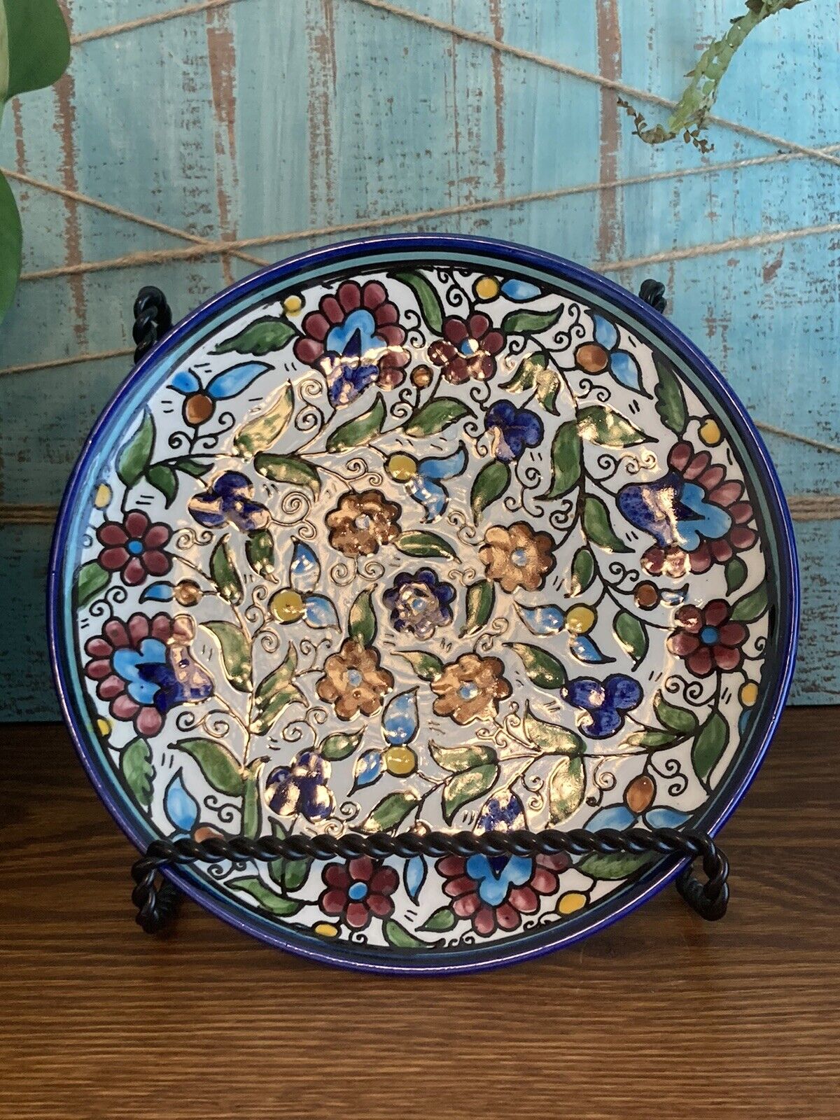 Miriam Seder Kiddush Ceramic Passover Floral Wall Hanging Plate -